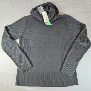 Carol Rose Petite Black Cowl Neck Long Sleeve Ribbed cashmerelike turtleneck PM